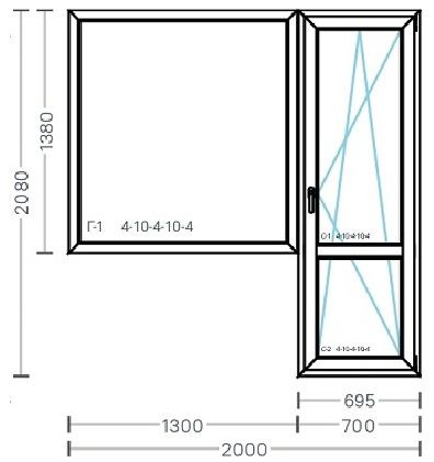 Пластиковая балконная дверь двухкамерная двухстворчатая Plaswin