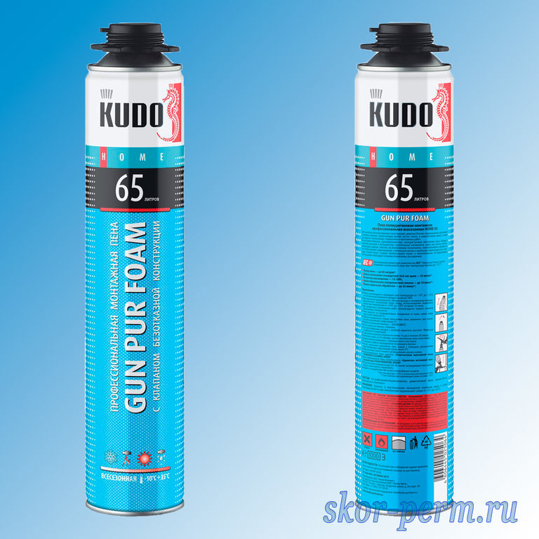 Пена монтажная KUDO HOME 65 профессиональная всесезонная (от -10 до +35 °С) 1000 мл