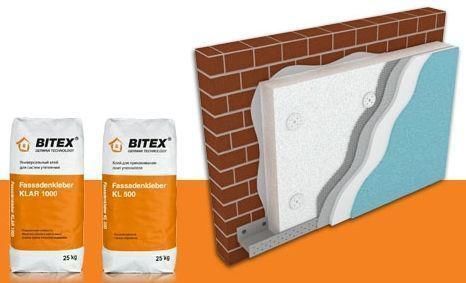 Клей цементный Bitex (Битекс) FassadenKleber KL 500 для утеплителя