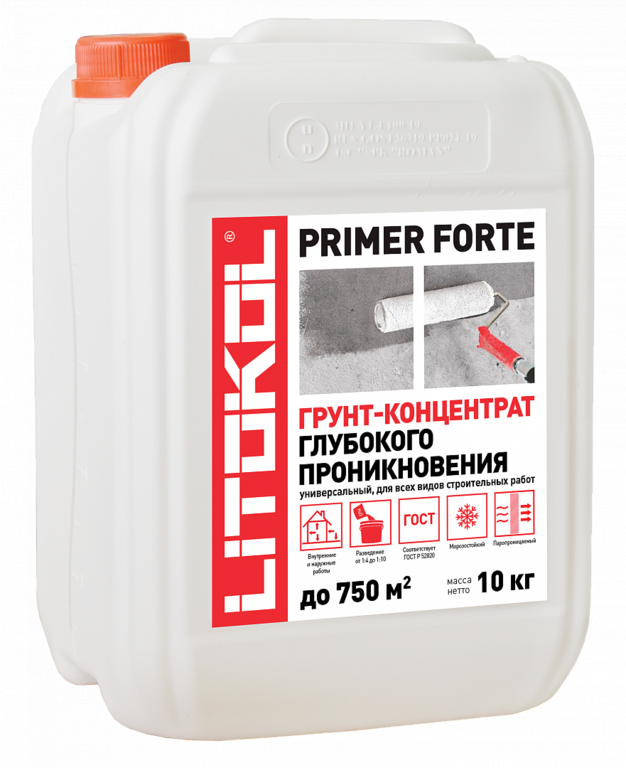 Грунт-концентрат глубокого проникновения LITOKOL PRIMER FORTE, 10 кг.
