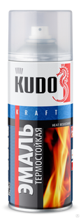 Аэрозольная краска KUDO термостойкая черная глянцевая 520мл 