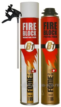Пена огнестойкая монтажная профильная FOME FLEX Fire Block Pistol Foam (750мл/12шт)